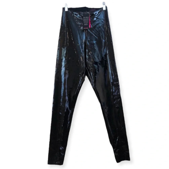 Commando Faux Leather Black Shine High Waist Classic Compression Leggings S NWT - Picture 1 of 9
